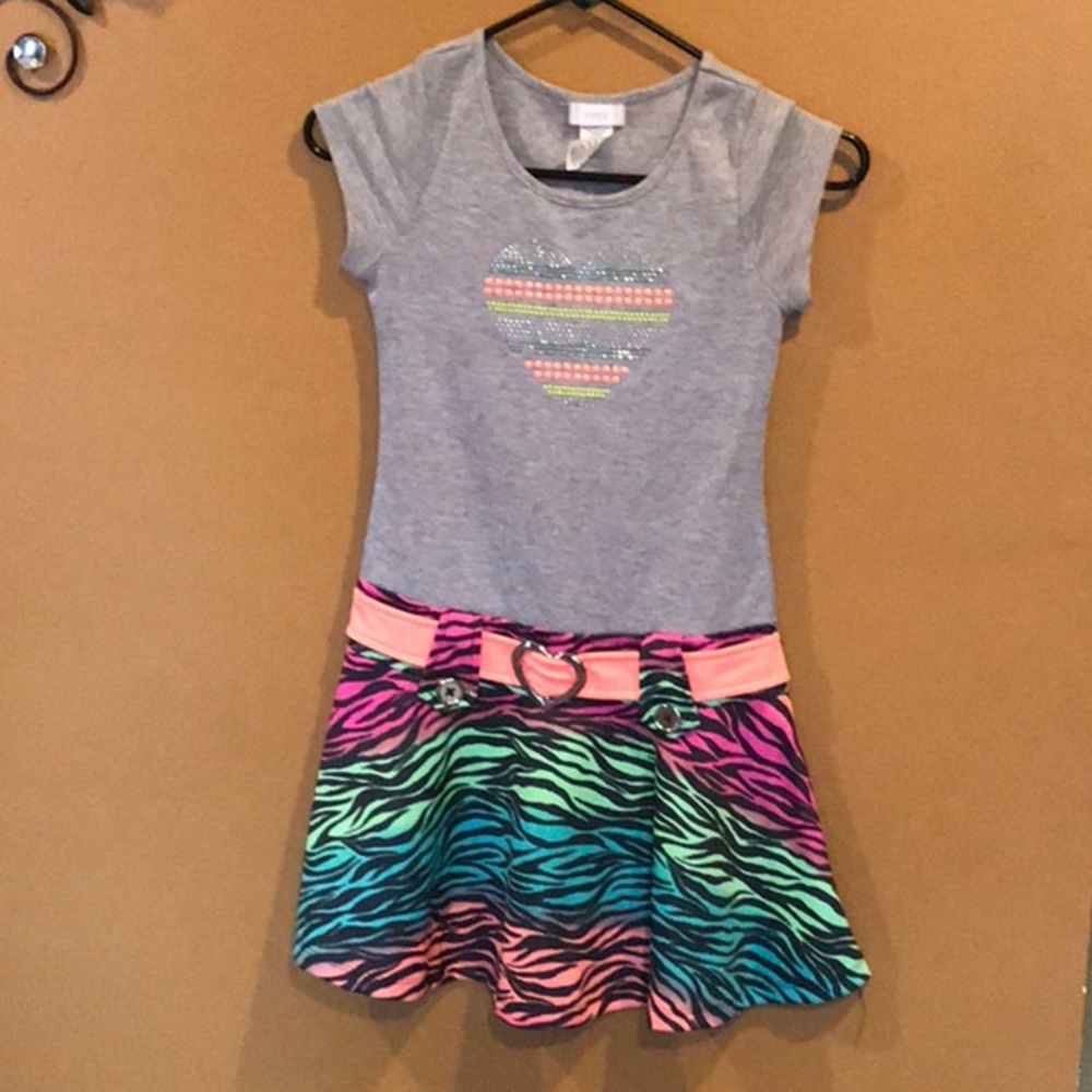 Girls colorful Zebra print bottom summer dress
